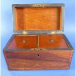 A 19th century two-compartment tea caddy with interior lids
