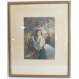 A gilt-framed and glazed (later) late 19th/early 20th century hand-coloured engraving 'The Love
