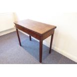 A George III period fold-over top mahogany card table raised on square chamfered legs (90.5cm wide)