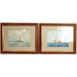 A pair of framed and glazed marine watercolour studies of yachts each signed J. Powell (26cm x