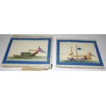 An album of twelve late 19th / early 20th century Chinese rice-paper paintings depicting boats (