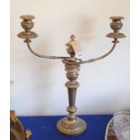 An early 20th century three-light silver-plated candelabra in earlier Georgian style; the central