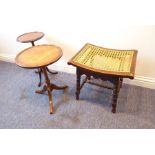 A reproduction wine table with circular top together with an early 20th century smaller mahogany