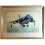 ANDI (20th century), a framed and glazed watercolour study of Sea Harrier 801 Squadron Invincible,