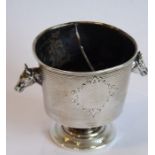 An interesting 19th century Continental silver vase/container of diminutive proportions; tow