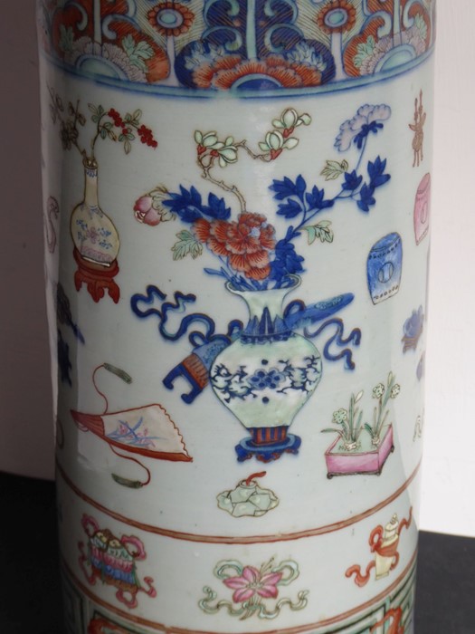 A large and rare mid-19th century Chinese porcelain sleeve vase; enamelled and gilt and painted in - Image 7 of 23