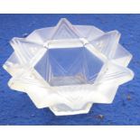 An Art Deco period geometric frosted-glass bowl signed Sabino, France (small chip to side