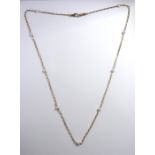 A 9-carat yellow-gold filed belcher link chain necklace with cultured pearl spacers