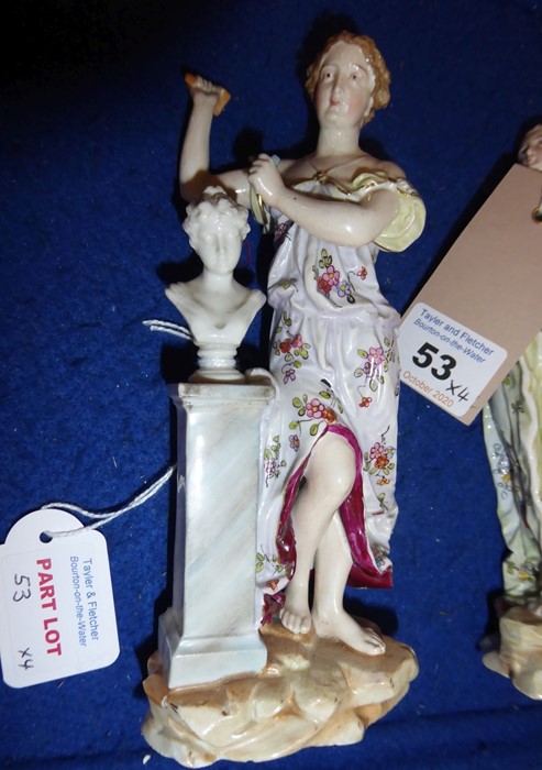 A set of four 19th century continental hand-decorated porcelain figures allegorical of the Arts - Image 3 of 10