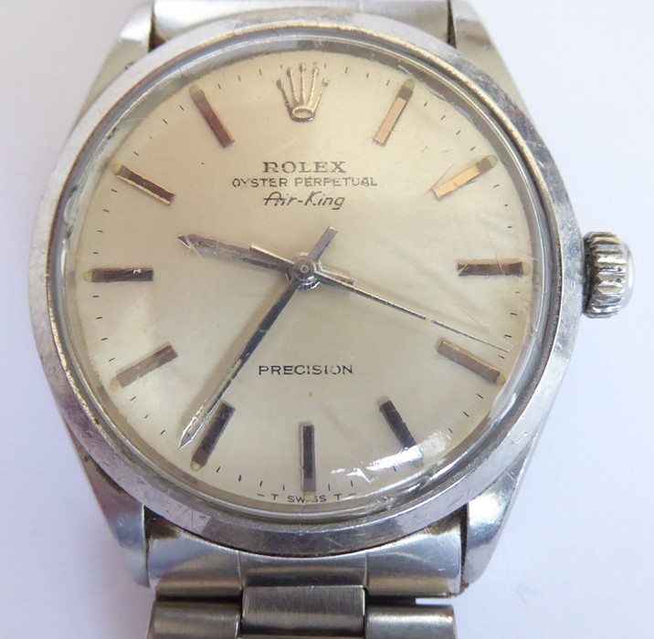 A gentleman's steel-cased Rolex Oyster Perpetual Air-King Precision wristwatch; silver dial with