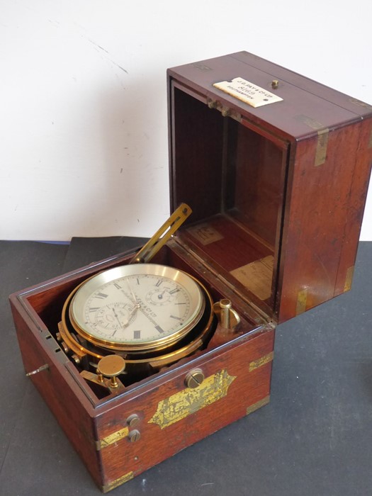 A 19th/early 20th century mahogany-cased and brass-bound marine chronometer 'J.G. FAY & CO. LTD.  90 - Image 13 of 17