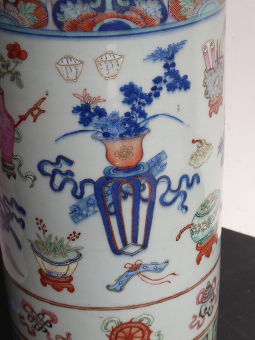 A large and rare mid-19th century Chinese porcelain sleeve vase; enamelled and gilt and painted in - Image 11 of 23