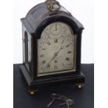 A fine early 19th century ebonised cased bracket clock (in 18th century style); the brass finial