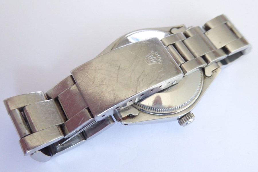 A gentleman's steel-cased Rolex Oyster Perpetual Air-King Precision wristwatch; silver dial with - Image 6 of 12