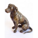 Franz Bergmann (1861-1936), a very fine patinated bronze model of a seated hound (possibly a