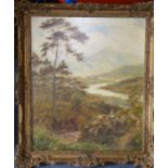 THEODORE HINES (act. 1876-1889), a large gilt-framed oil on canvas study 'On the River Dee',