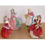 Four Royal Doulton figures to include 'Market Day' (HN 1991, star crack to base), 'Top o' the