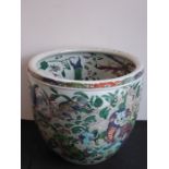 A large early 19th century (circa 1800) Chinese porcelain fish bowl (probably Jiaqing period); the
