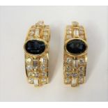 A fine quality large pair of 18-carat gold, sapphire and diamond earrings (The cost of UK postage