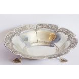 An unusual flower-head-shaped hallmarked silver bowl, the edges of the 'petals' engraved with