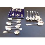 A cased set of six hallmarked silver coffee spoons by Mappin & Webb Ltd together with a similar