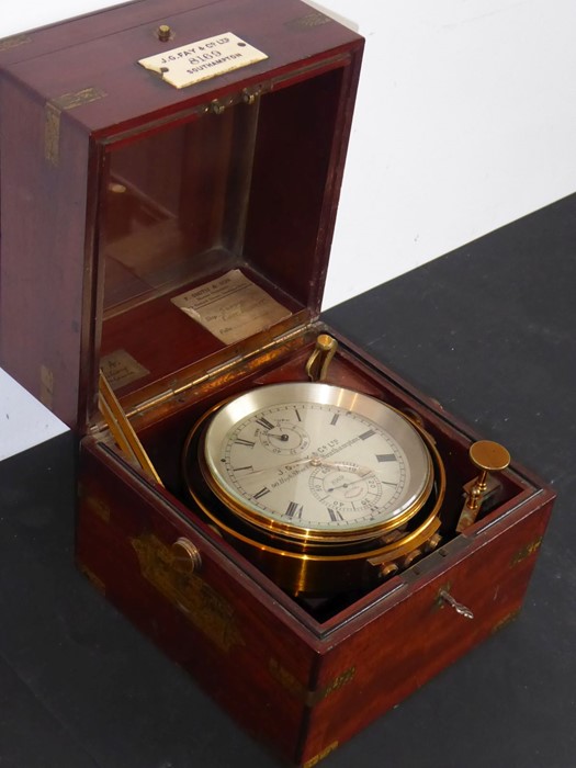 A 19th/early 20th century mahogany-cased and brass-bound marine chronometer 'J.G. FAY & CO. LTD.  90 - Image 16 of 17