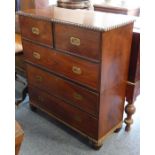 A good early 19th century style (later) two-part Anglo-Indian hardwood military-style chest with