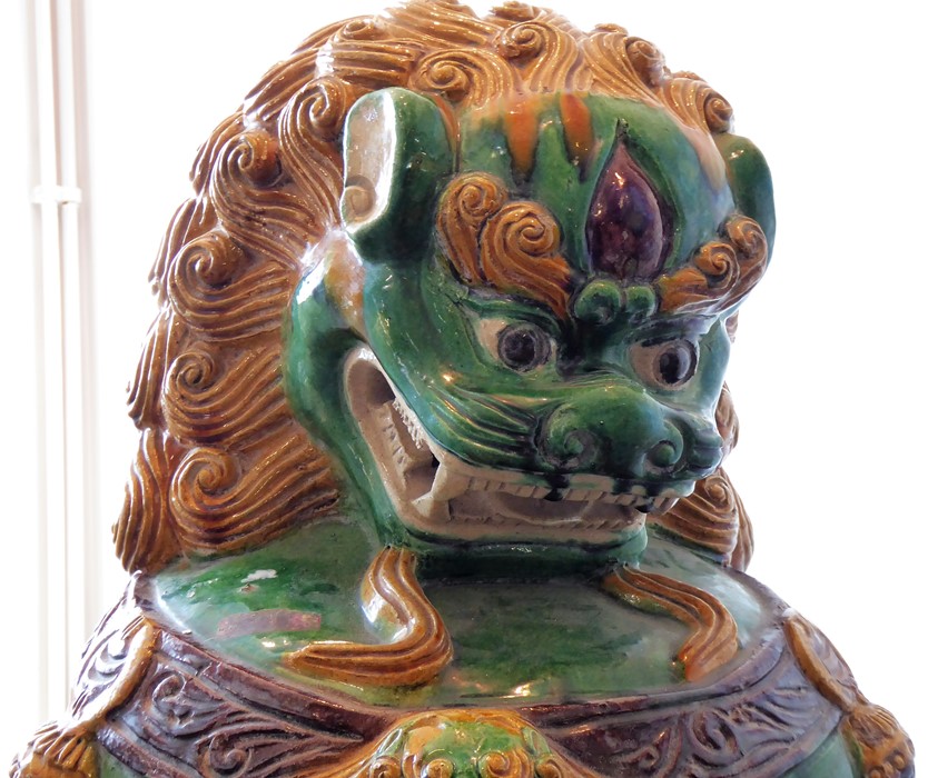 A large and very imposing pair of floor-standing ceramic karashishi (Buddhistic temple lions), - Image 7 of 9