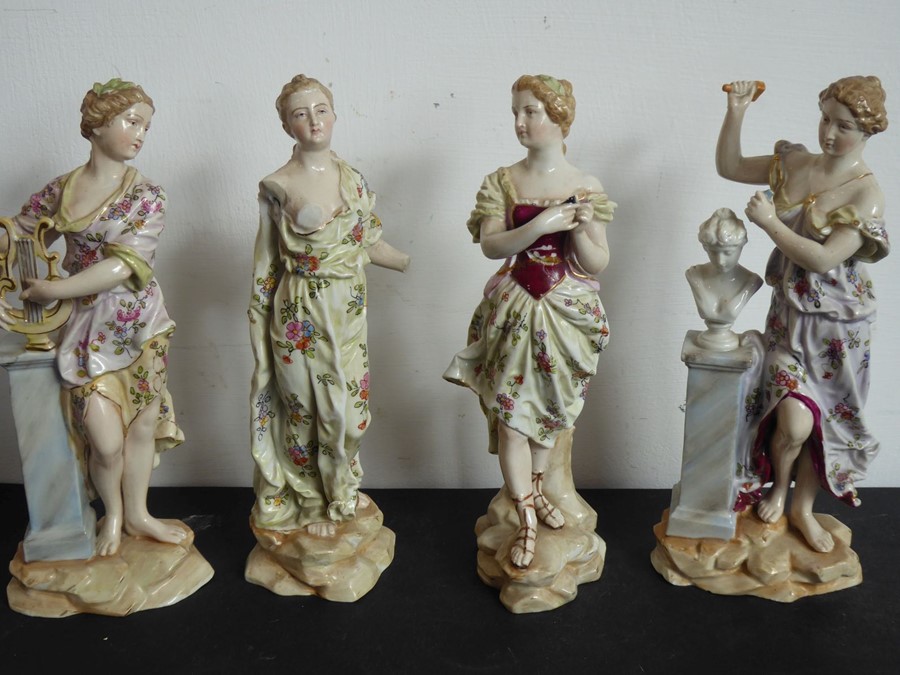 A set of four 19th century continental hand-decorated porcelain figures allegorical of the Arts - Image 5 of 10