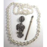 A George III colourless paste openwork St Esprit pendant in three detachable sections, a silver