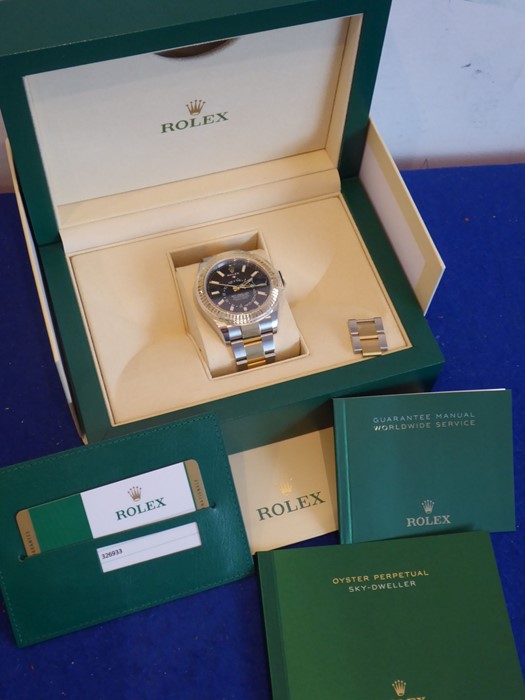 A gentleman's Rolex Oyster Perpetual bi-metal Sky-Dweller (model 326933, Rollasor), purchased new in - Image 12 of 12