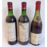 Two bottles of Chateau Latour 1970 - Comblanes and a bottle of 1971 Louis Latour - Morgon