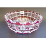 Late 19th/early 20th century ruby flash-cut glass bowl having castellated-style top (22.75cm