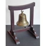 A commemorative bell from the Cunard liner S.S.CARMANIA, 1905-1936, cast in brass with moulded rim