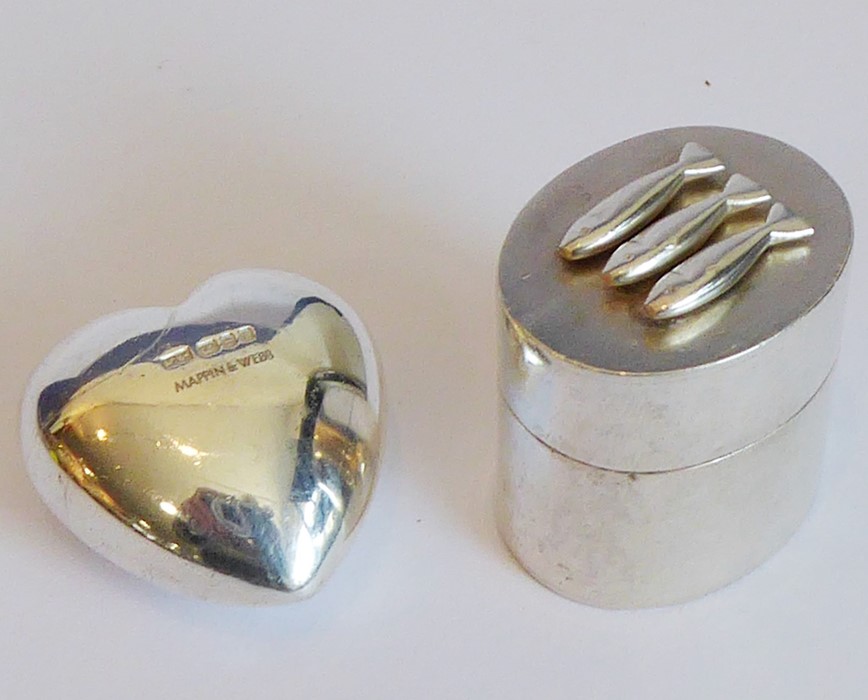 A heavy solid hallmarked silver heart by Mappin & Webb, London 1991, together with a similar sized