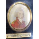 A late 18th/early 19th century shoulder-length portrait miniature study of a young boy in red