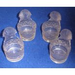 Four Irish piggins, cut glass with fan-shaped handlesThese appear to be in good general overall