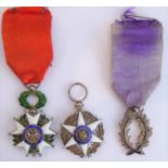 Three French chevalier (knight's class) awards: Légion d'honneur  (Third Republic - Legion of Honour