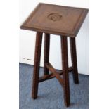 An early/mid-19th century walnut military campaign table; the removable square top centrally