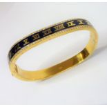 A fine quality heavy 18-carat gold, enamel and diamond set bangle set with over 100 diamonds (The