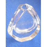 A modern Baccarat (France) heavy Cubist-style teardrop-shape crystal vase; Baccarat, France mark