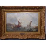 ALFRED MONTAGUE (1832-c. 1883), a gilt-framed (later) oil on canvas (lined) marine study, coastal