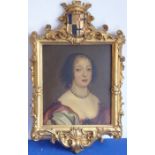 17th century French School; a gilt-framed oil on panel, a shoulder-length portrait study of Marie de