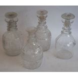 Four single cut-glass decanters, circa 1820