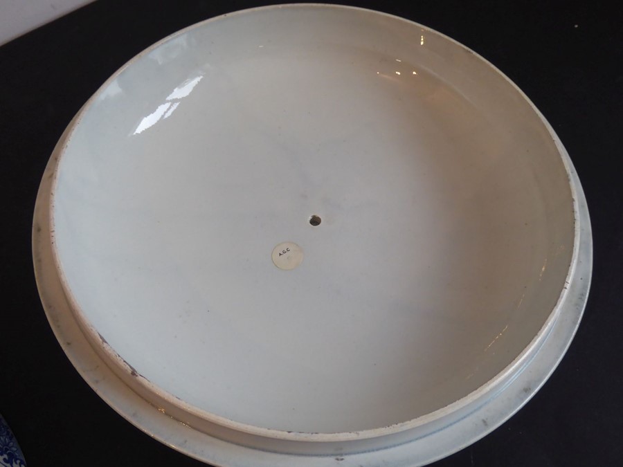 An early 19th century blue-and-white transfer decorated pearlware punch bowl and circular cover; the - Image 5 of 5