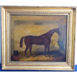 SAMUEL SPODE (1798-1872); a gilt-framed oil on canvas study 'Favonius' (Winner of the Epsom Derby in