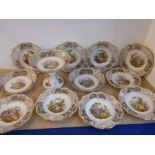A good late 19th/early 20th century Dresden porcelain part dessert service comprising comport, two