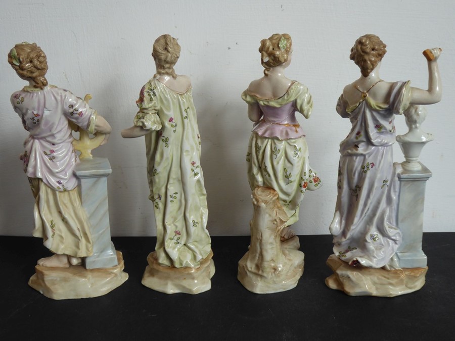 A set of four 19th century continental hand-decorated porcelain figures allegorical of the Arts - Image 6 of 10