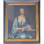 After Sir Peter Lely, a parcel-gilt framed 19th century oil on canvas three-quarter length