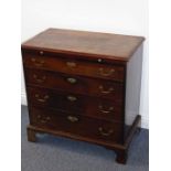 A late 18th century George III period mahogany chest of small proportions; a thumbnail-moulded top